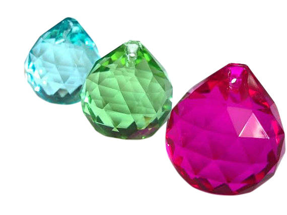 Aquamarine, Spring Green and Fuchsia Chandelier Crystals Faceted Ball Pack of 3 - ChandelierDesign