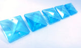 Aquamarine Square 22mm Chandelier Crystals Glass Beads Pack of 6 - ChandelierDesign