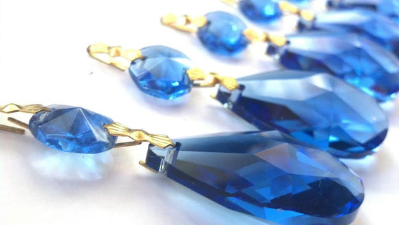 Cobalt Blue Teardrop Chandelier Crystals Ornament , Pack of 5 - ChandelierDesign