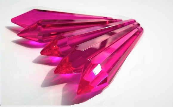 Fuchsia Pink Icicle Chandelier Crystals, Pack of 5 Pendants - ChandelierDesign