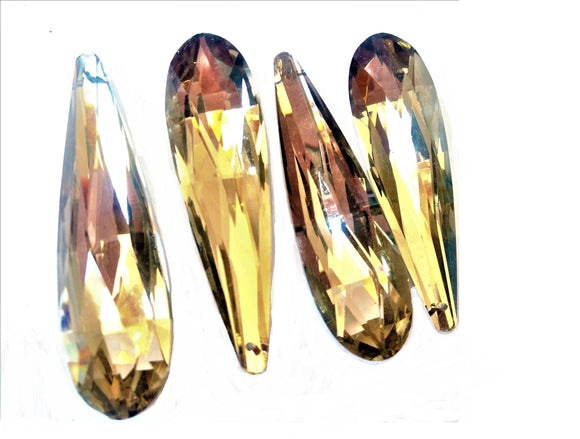 Metallic Gold Long Teardrop Chandelier Crystals Pendants, Pack of 5 - ChandelierDesign