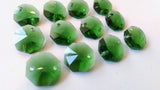 Green 14mm Octagon Beads Chandelier Crystals 2 Holes - ChandelierDesign