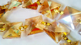12pc Light Honey Chandelier Crystals Square Prism Chain
