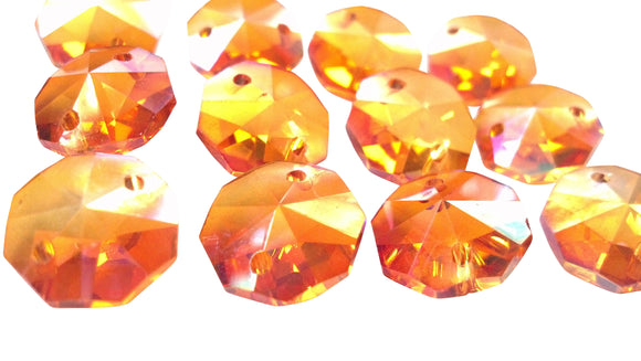 Iridescent Peach AB 14mm Octagon Beads Chandelier Crystals 2 Holes - ChandelierDesign