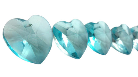 Heart Light Aqua Chandelier Crystals 28mm (Antique Green) - ChandelierDesign
