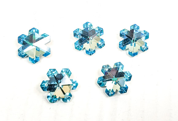 Metallic Light Aqua Snowflake Chandelier Crystals, 20mm Pendants Pack of 5 - Chandelier Design