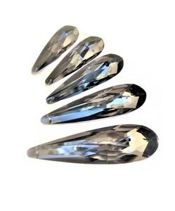 Metallic Coal Grey Long Teardrop Chandelier Crystals Pendants, Pack of 5 - ChandelierDesign