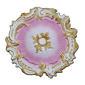 Farrah Pink White and Gold Ceiling Medallion, 16.75" Shabby Chic - ChandelierDesign