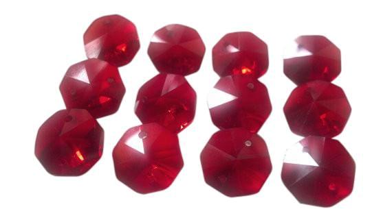 Red 14mm Octagon Beads Chandelier Crystals 2 Holes - ChandelierDesign