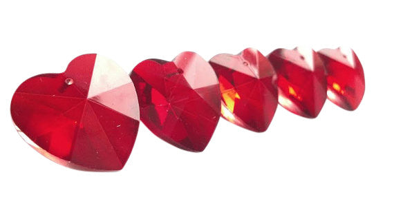Red Heart Chandelier Crystals 28mm Pack of 5 - ChandelierDesign