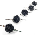Black Chandelier Roses Pack of 5 Crystals, Shabby Chic Rose Chandelier Decoration 80B