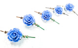Dusty Blue Chandelier Roses Pack of 5 Crystals, Shabby Chic Rose Chandelier Decoration 81G- Chandelier Design