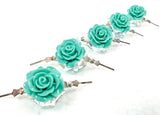 Teal Chandelier Roses Pack of 5 Crystals, Shabby Chic Rose Chandelier Decoration -81B - Chandelier Design