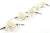 White Chandelier Roses Pack of 5 Crystals, Shabby Chic Rose Chandelier Decoration - 81D