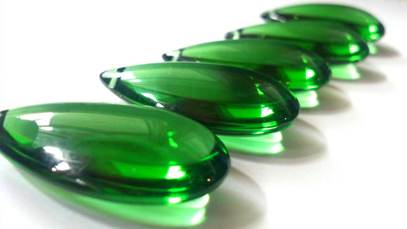 Green Smooth Teardrop, 38mm Chandelier Crystals, Pack of 5 - ChandelierDesign