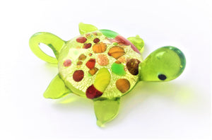 Glass Lampwork Turtle Pendants, Aqua Red Blue Green Suncatchers - ChandelierDesign