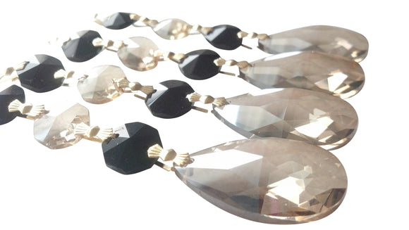 Champagne and Black Teardrop Chandelier Crystals, Ornaments Pack of 5 - ChandelierDesign