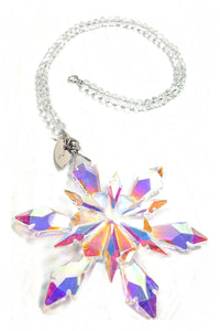 Iridescent Snowflake Suncatcher Ornament, Gift Boxed, 80mm Crystal - ChandelierDesign