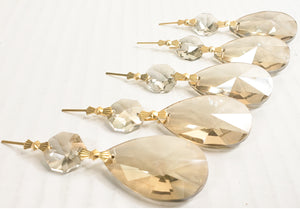 Champagne European Cut Teardrop Ornaments, Chandelier Crystals Pack of 5 - ChandelierDesign