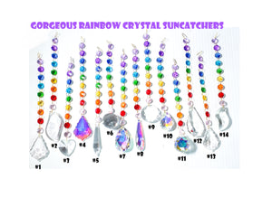 Rainbow Crystal Suncatchers, Choose Your Style, Chakra Rainbow Suncatcher - Chandelier Design