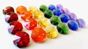 Rainbow Set Octagon Beads, 14mm Chandelier Crystals Prisms Pack of 24 - ChandelierDesign