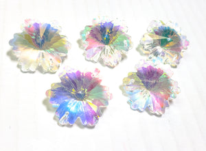 Iridescent AB Snowflake Chandelier Crystals, 30mm Beads Pack of 5 - ChandelierDesign