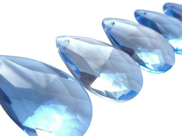 Light Blue Teardrop Chandelier Crystals, Pack of 5 - ChandelierDesign