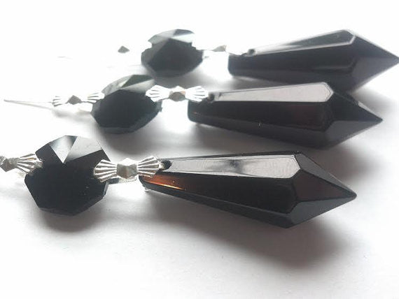 Black Icicle Chandelier Crystals Ornaments 38mm Pack of 5 - ChandelierDesign