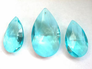 3pc Light Aqua Teardrop Chandelier Crystals, Aquamarine Set For Princess Crown - ChandelierDesign