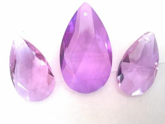 3pc Lilac Teardrop Chandelier Crystals, Lavender Set For Princess Crown - ChandelierDesign