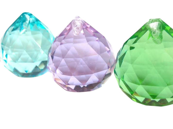 Set of 3 Lilac, Spring Green, Light Aqua Chandelier Crystal Faceted Ball - ChandelierDesign