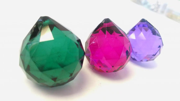 Teal Violet and Fuchsia Chandelier Crystals Faceted Ball Pack of 3 - ChandelierDesign