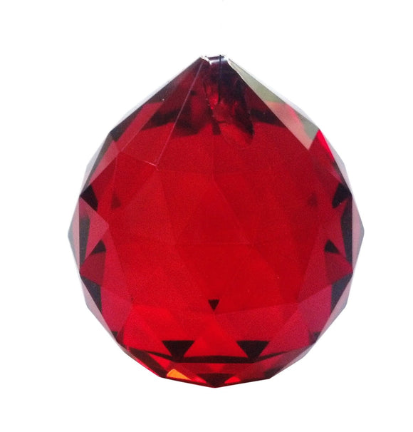 Red Ball Chandelier Crystal Faceted Prism - ChandelierDesign