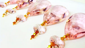 Pink Teardrop Chandelier Crystals Ornament, Pack of 5 - ChandelierDesign