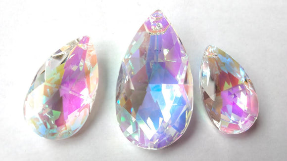 3pc Iridescent Teardrop Chandelier Crystals, AB Set For Princess Crown - ChandelierDesign