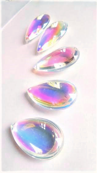 Iridescent AB Smooth Teardrop Chandelier Crystals, Pack of 5 - ChandelierDesign