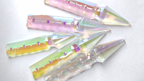 Iridescent AB Spear Chandelier Crystals, Pack of 5 - ChandelierDesign