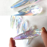 Iridescent AB Long Teardrop Chandelier Crystals Pendants, Pack of 5 - ChandelierDesign