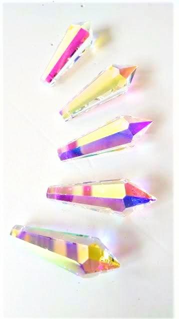 Iridescent AB Icicle Chandelier Crystals, Asfour Lead Crystal #401 38mm Pack of 5 - ChandelierDesign