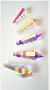 Iridescent AB Icicle Chandelier Crystals, Pack of 5 Prisms - ChandelierDesign