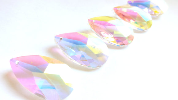 Iridescent AB Teardrop Chandelier Crystals Pendants, Asfour Lead Crystal #872 Pack of 5 - ChandelierDesign