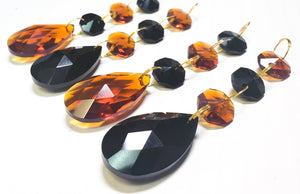 Amber and Black Teardrop Chandelier Crystal Ornaments Pack of 4 - ChandelierDesign