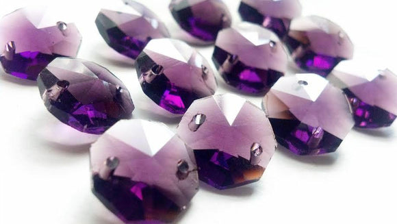 Amethyst Purple 14mm Octagon Beads Chandelier Crystals 2 Holes - ChandelierDesign
