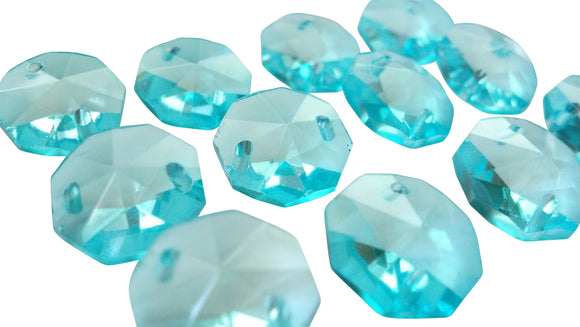 Light Aqua 14mm Octagon Beads Chandelier Crystals 2 Holes - ChandelierDesign
