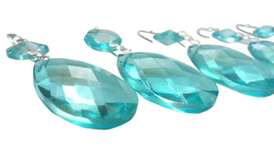 Light Aqua Diamond Cut Teardrop Chandelier Crystals, Pack of 5 - ChandelierDesign