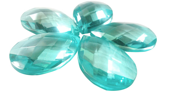Light Aqua Diamond Cut Teardrop Chandelier Crystals, Pack of 5 - ChandelierDesign