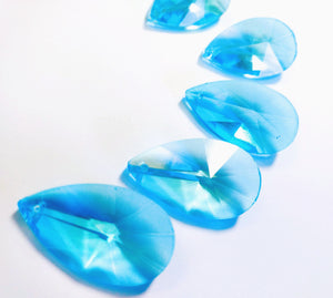 Aquamarine European Cut Teardrop Chandelier Crystals, Pack of 5 - ChandelierDesign
