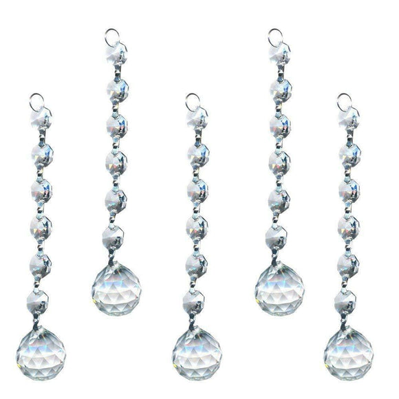 Clear Faceted Chandelier Ball Ornaments, Pack of 5 - ChandelierDesign