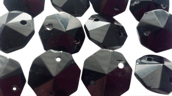Black 14mm Octagon Beads Chandelier Crystals 2 Holes - ChandelierDesign