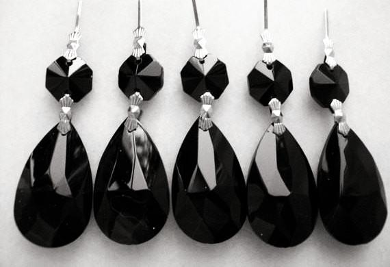 Black Teardrop Chandelier Crystals Ornaments - ChandelierDesign